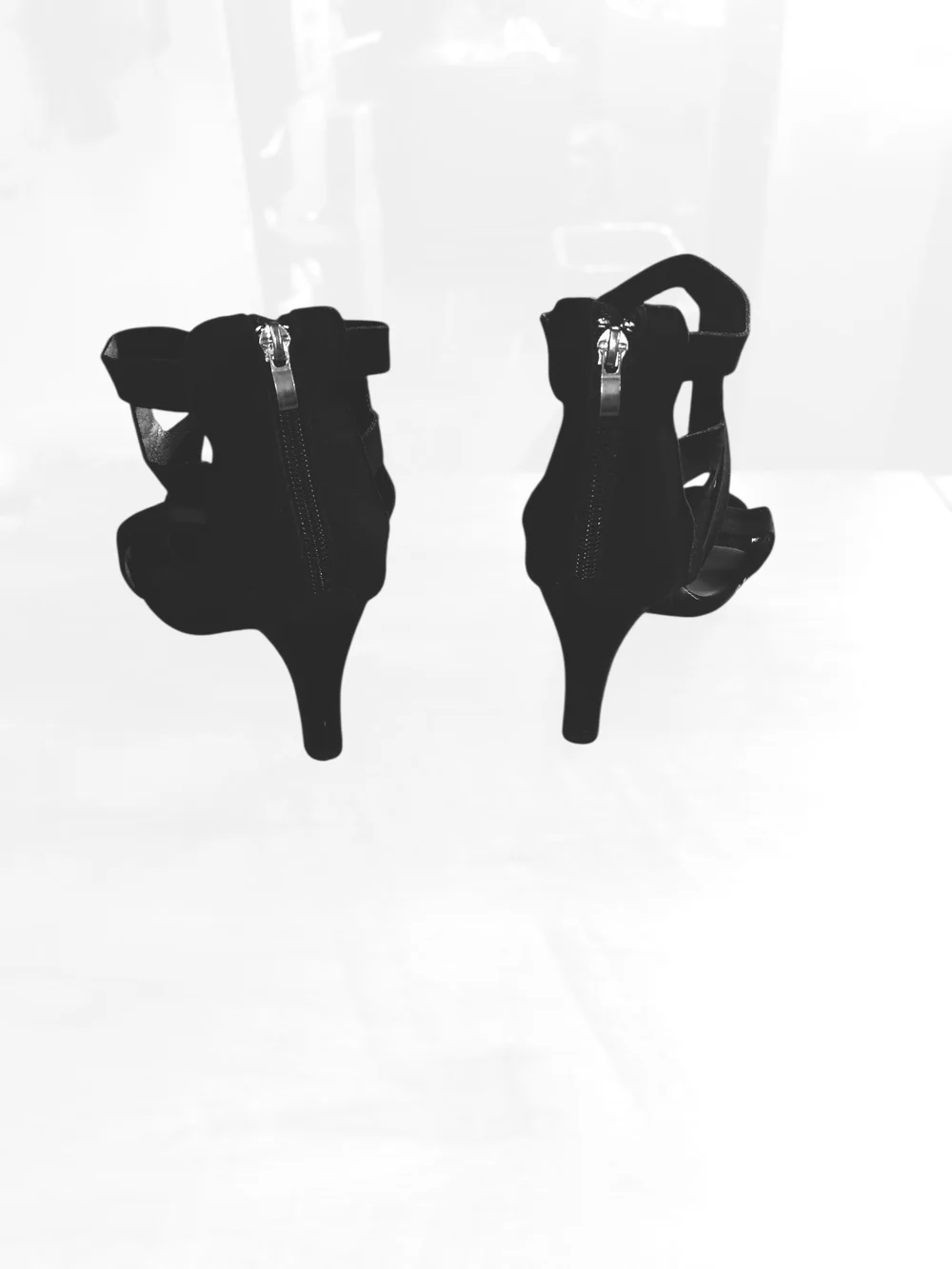 Black Strappy High-Heel Sandals - Women